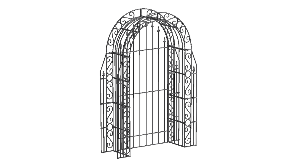 Rosenbogen Calabria mit Rückwand in pulverbeschichtet Anthrazit als 3D-Modell Rosenbogen Calabria mit Rückwand in pulverbeschichtet Anthrazit als 3D-Modell