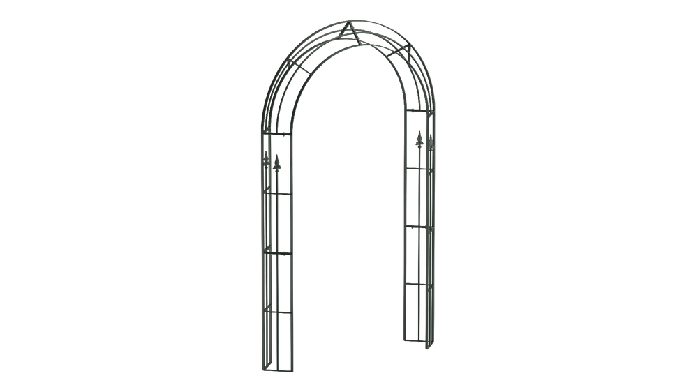 Rosenbogen Cosenza in pulverbeschichtet Sonderfarbe RAL 6009 Tannengrün als 3D-Modell Rosenbogen Cosenza in pulverbeschichtet Sonderfarbe RAL 6009 Tannengrün als 3D-Modell